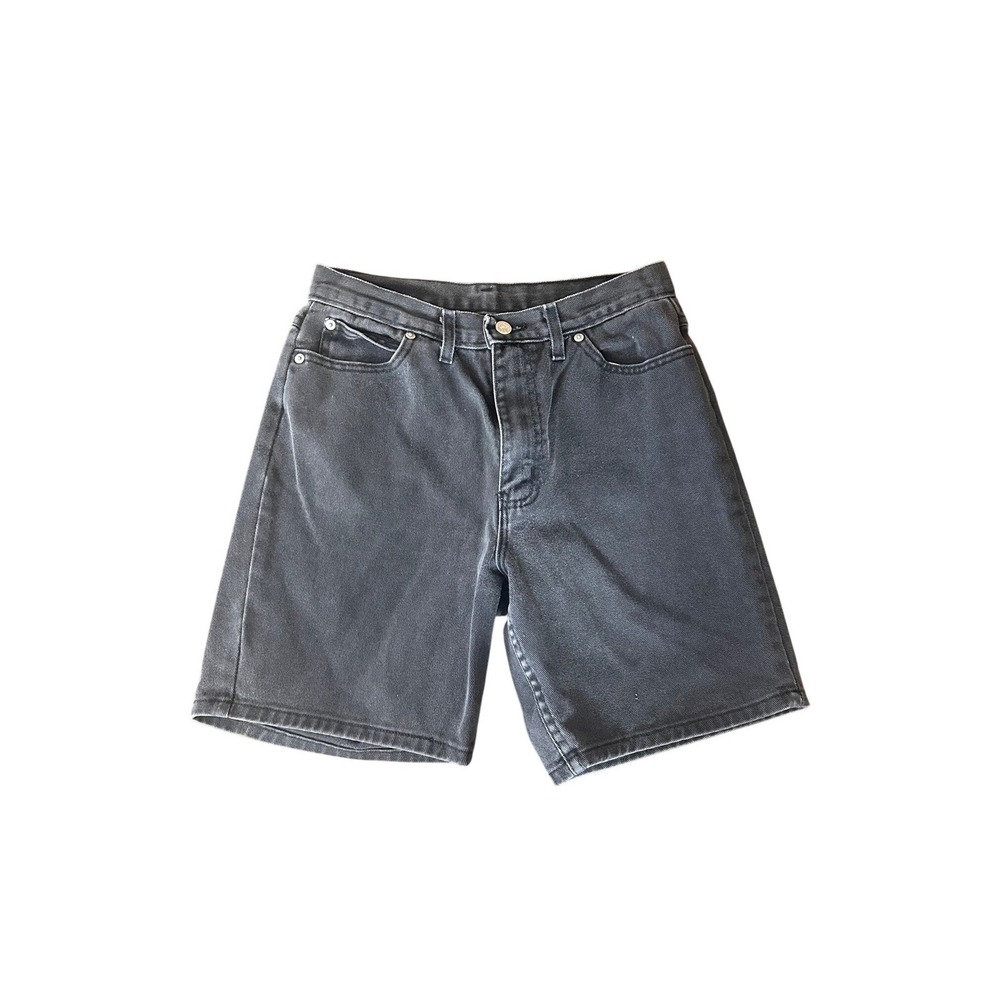 Minimalist Retro Faded Black Denim Baggy Shorts 90s Style USA-Made 10 CK 7804